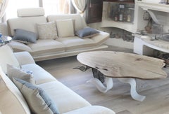 Walking Coffee Table, Millenary Olivewood and Molded Plexiglass