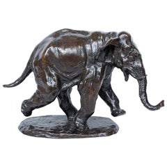 "Walking Elephant" an Early 20th Century Bronze Sculpture by Emilio Fiaschi