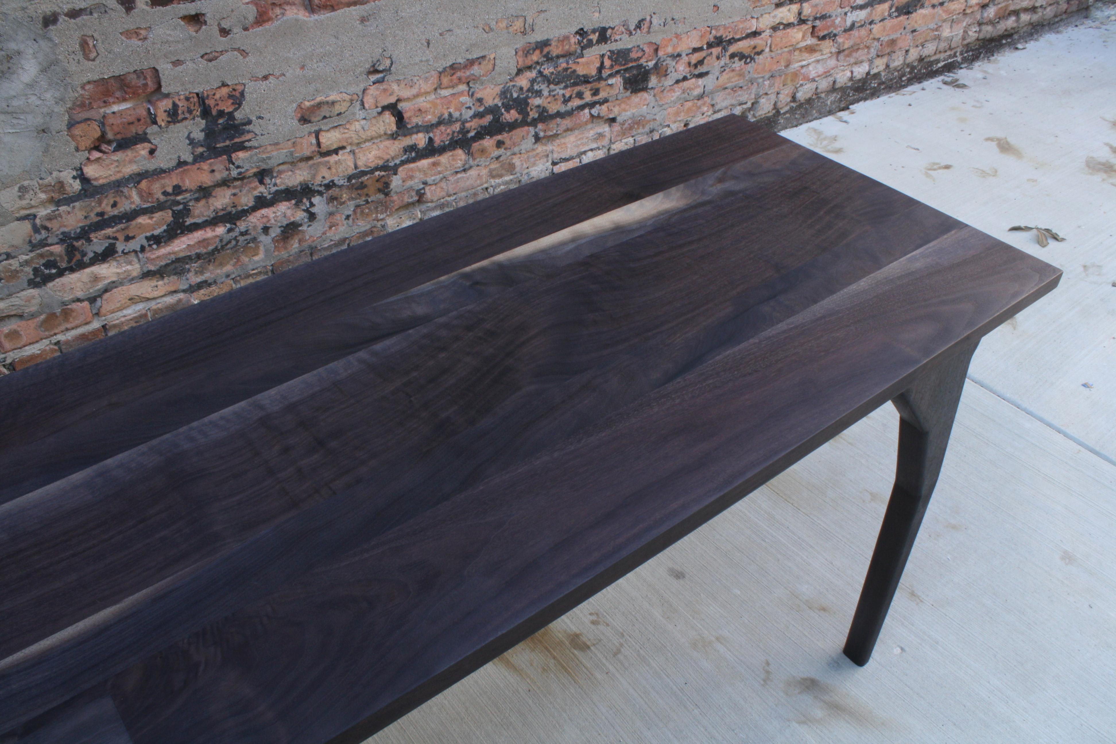 Contemporary Walking, Handmade Hall Table or Custom Desk in Oxidized Walnut by Laylo Studio For Sale
