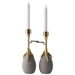 Walking Hen Candleholder With 24 Carat Gold Plated Finish.