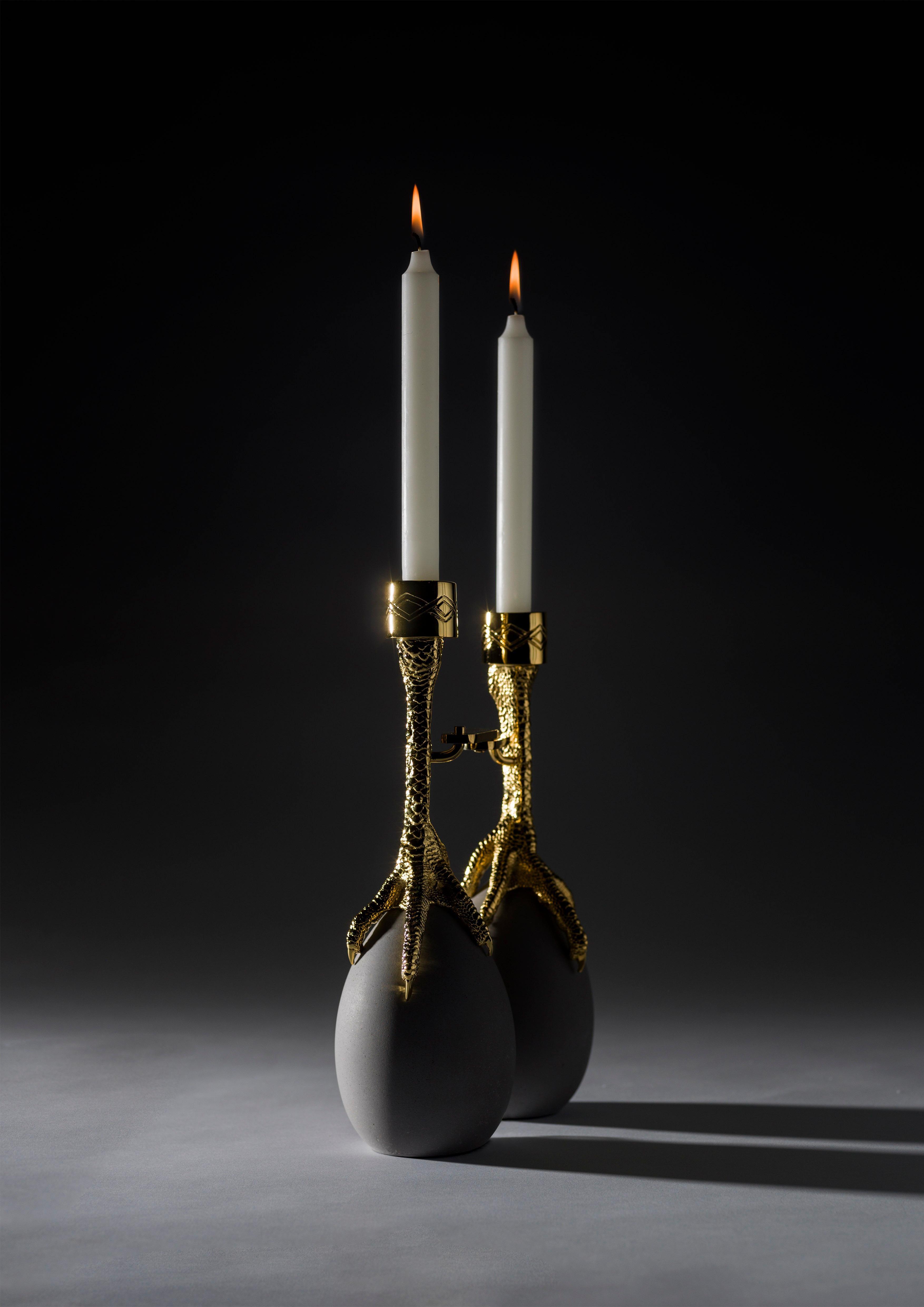 Modern Walking Hen Gold Plated Candleholder, Limited Edition by Aisha Al Sowaidi