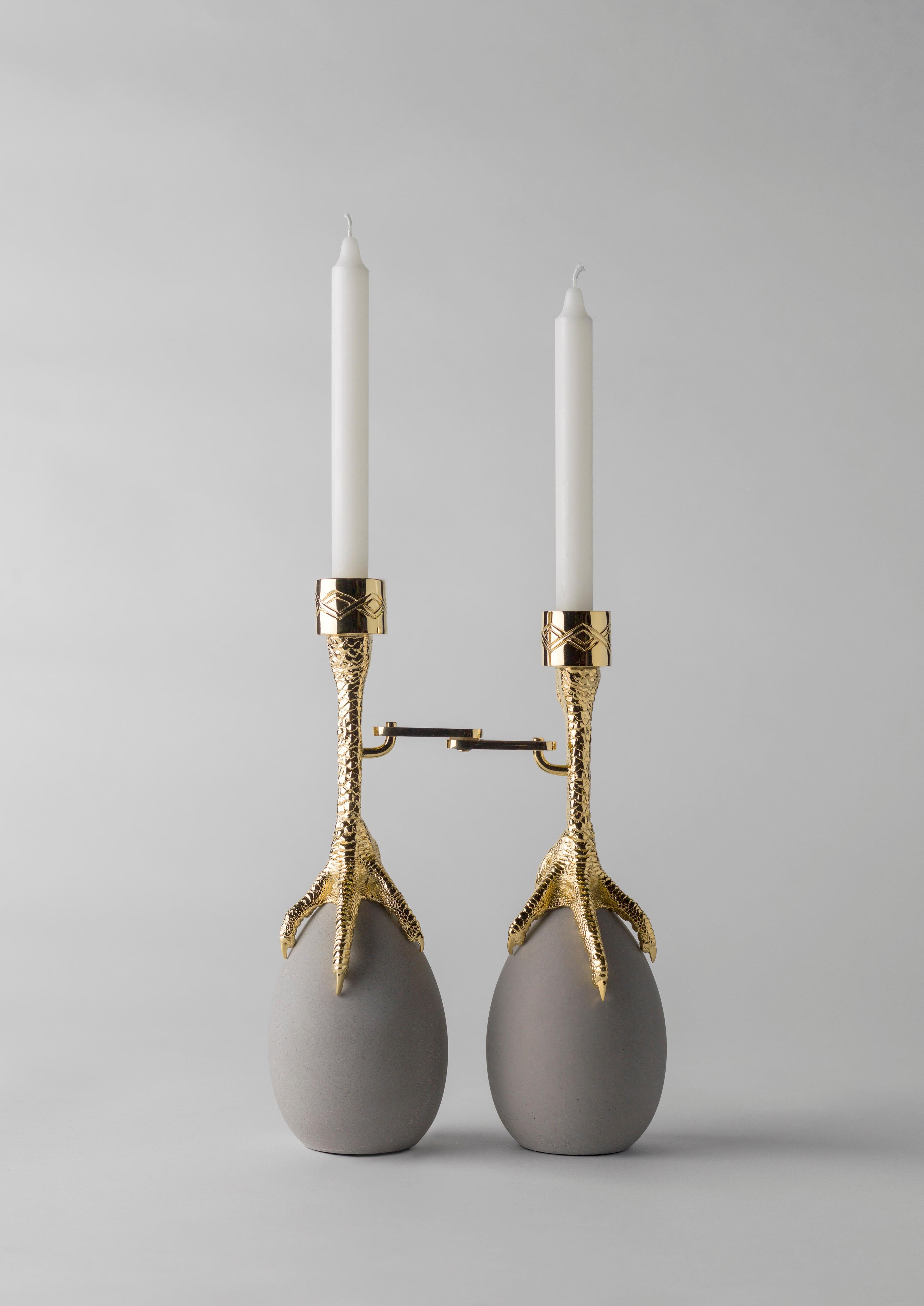 Contemporary Walking Hen Gold Plated Candleholder, Limited Edition by Aisha Al Sowaidi