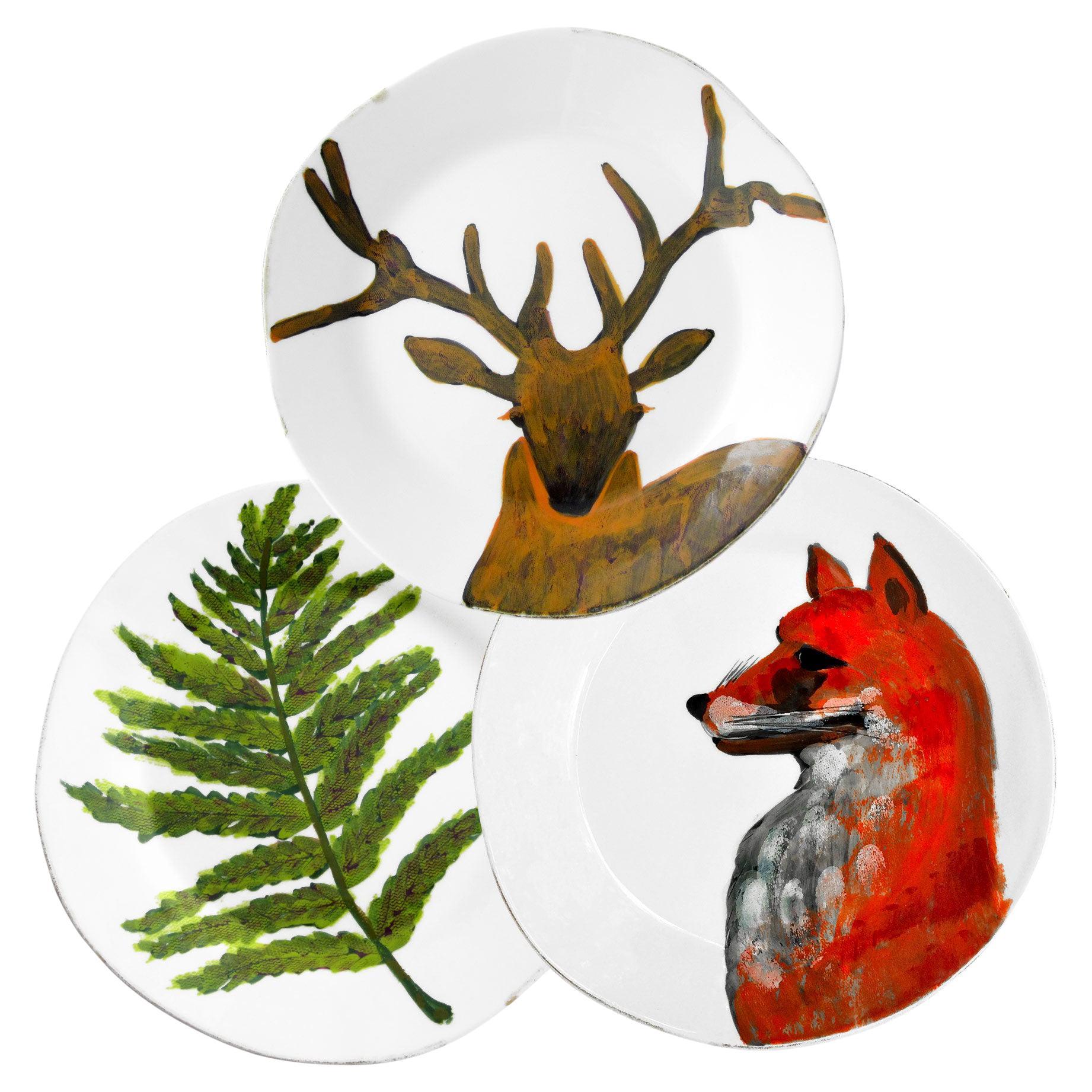 "Walking in the Forest" Majolica Set Designed by Aude Clément for 12 People