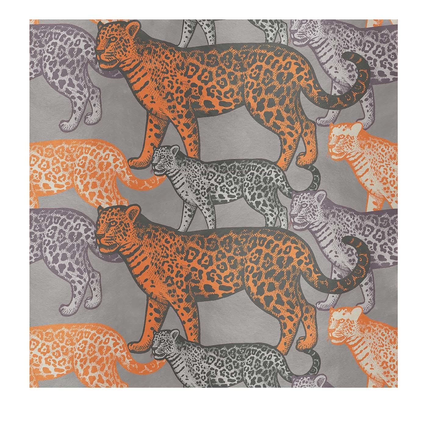 Modern Walking Leopards Orange Panel #2