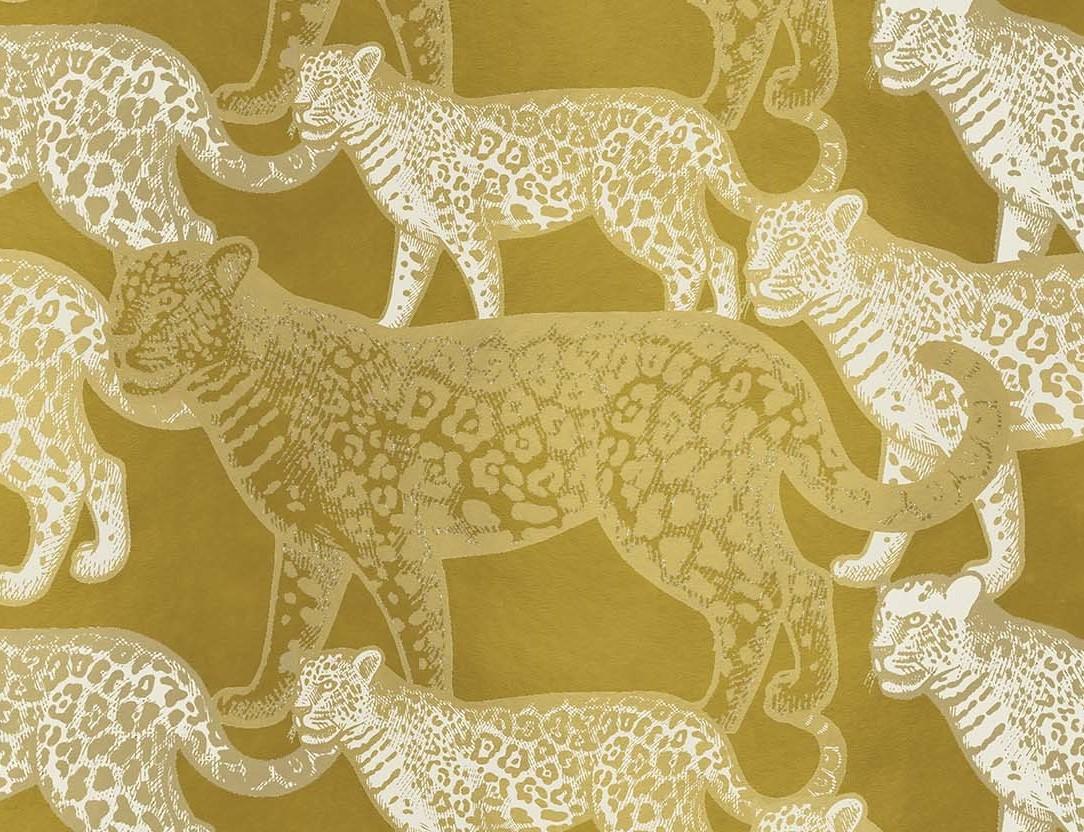 Modern Walking Leopards Yellow Panel