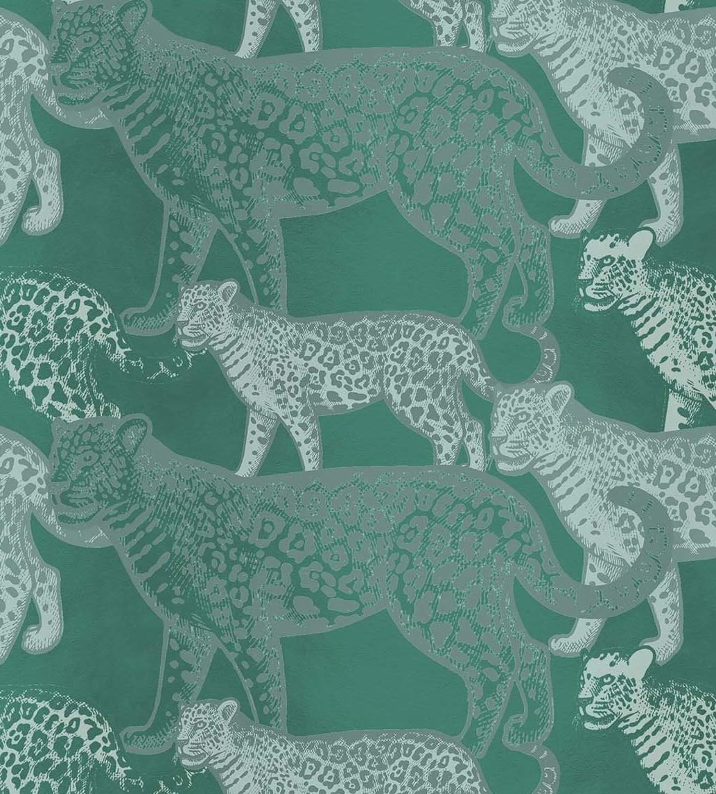 Italian Walking Leopards Green Panel #2