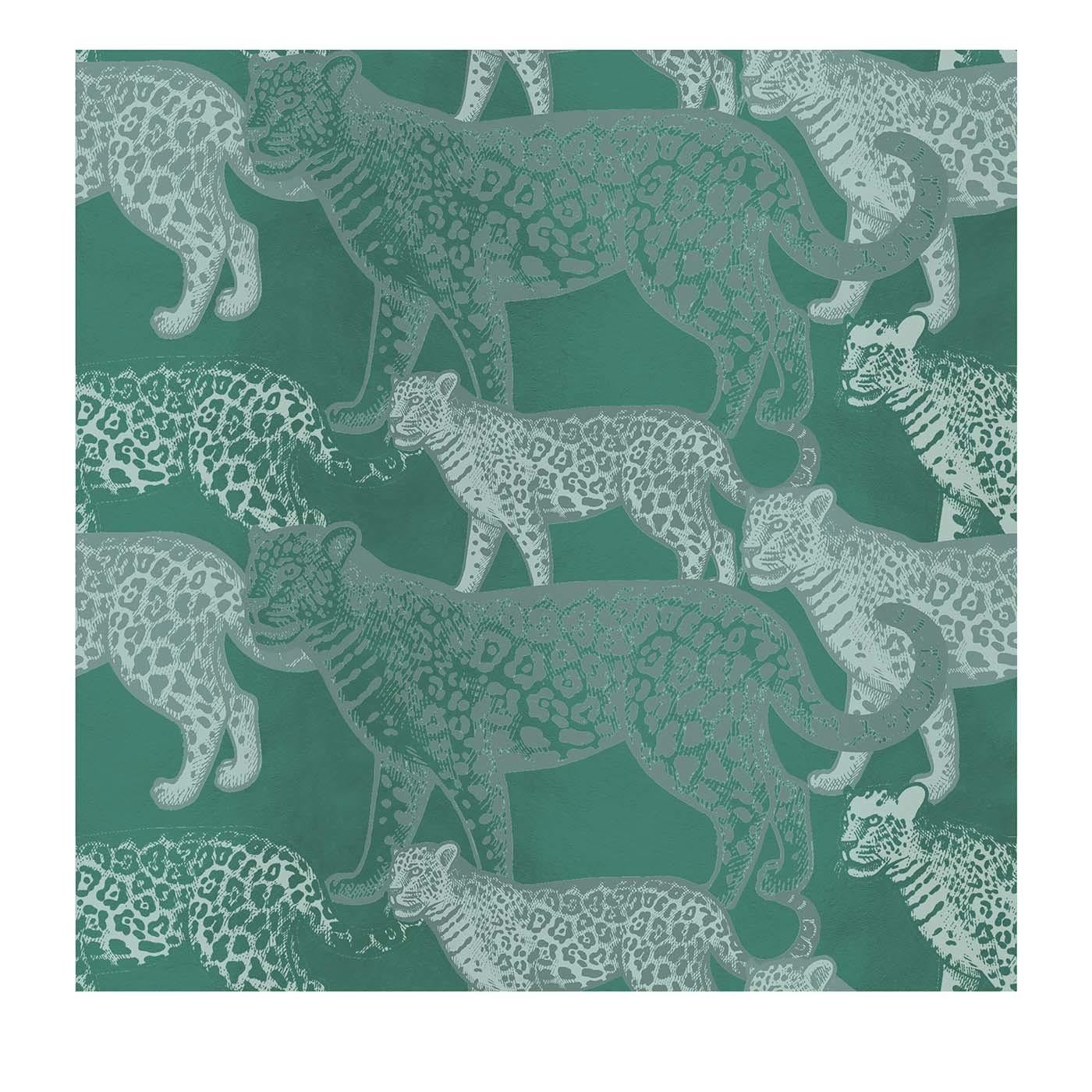 Walking Leopards Green Panel #2