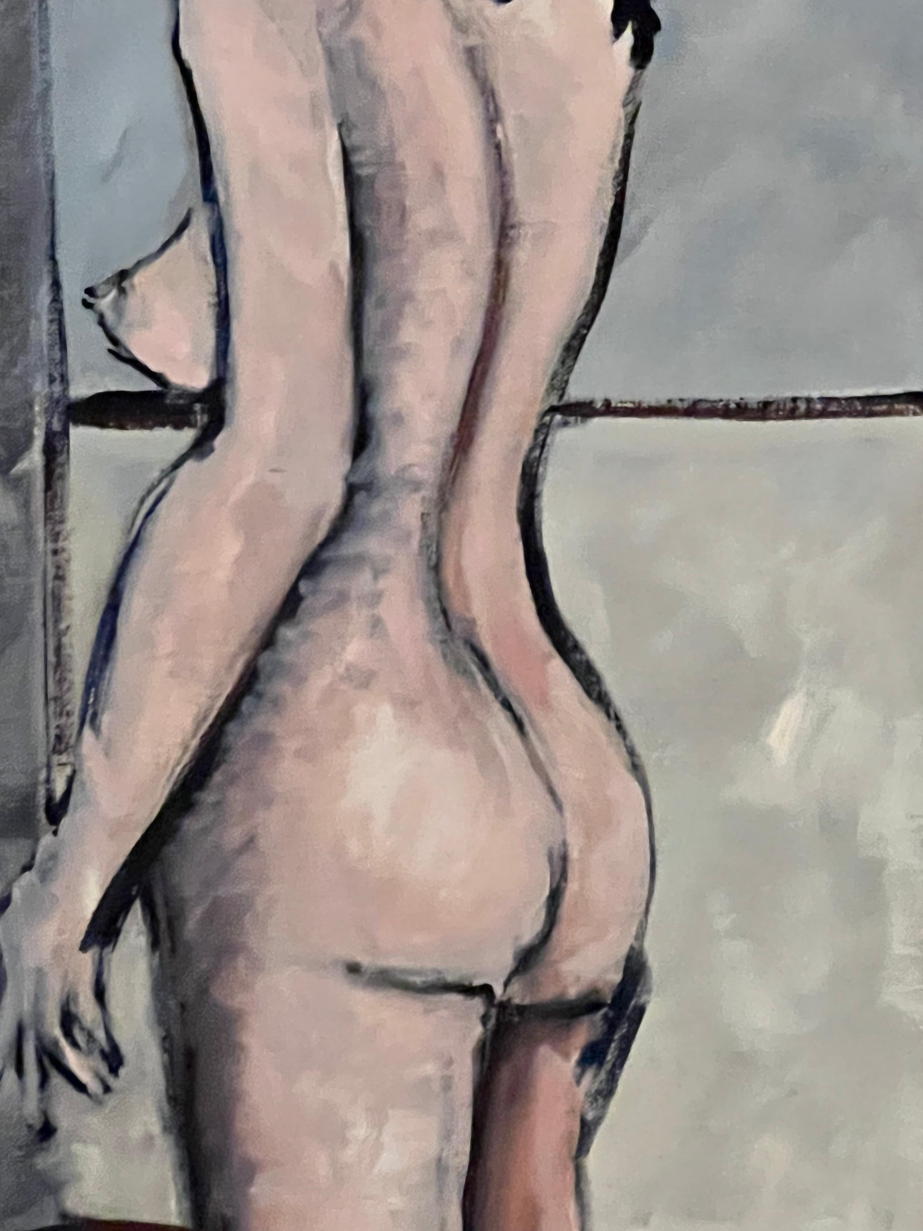 American Walking Nude At the Window Oil Painting on Canvas by John Kaucher For Sale