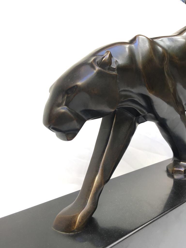 Walking Panther Art Deco Bronze Sculpture Large Model by Maurice Prost, 1925 2