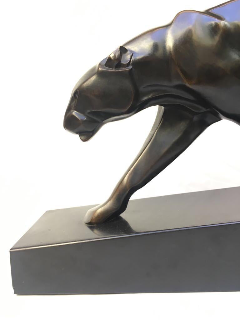 Walking Panther Art Deco Bronze Sculpture Large Model by Maurice Prost, 1925 3