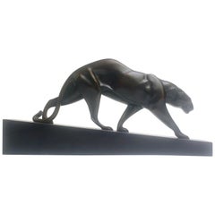Walking Panther, Art-déco-Bronze-Skulptur, großes Modell von Maurice Prost, 1925
