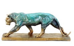 Walking Panther Statue in the style of Rembrandt Bugatti Bronze Sculpture