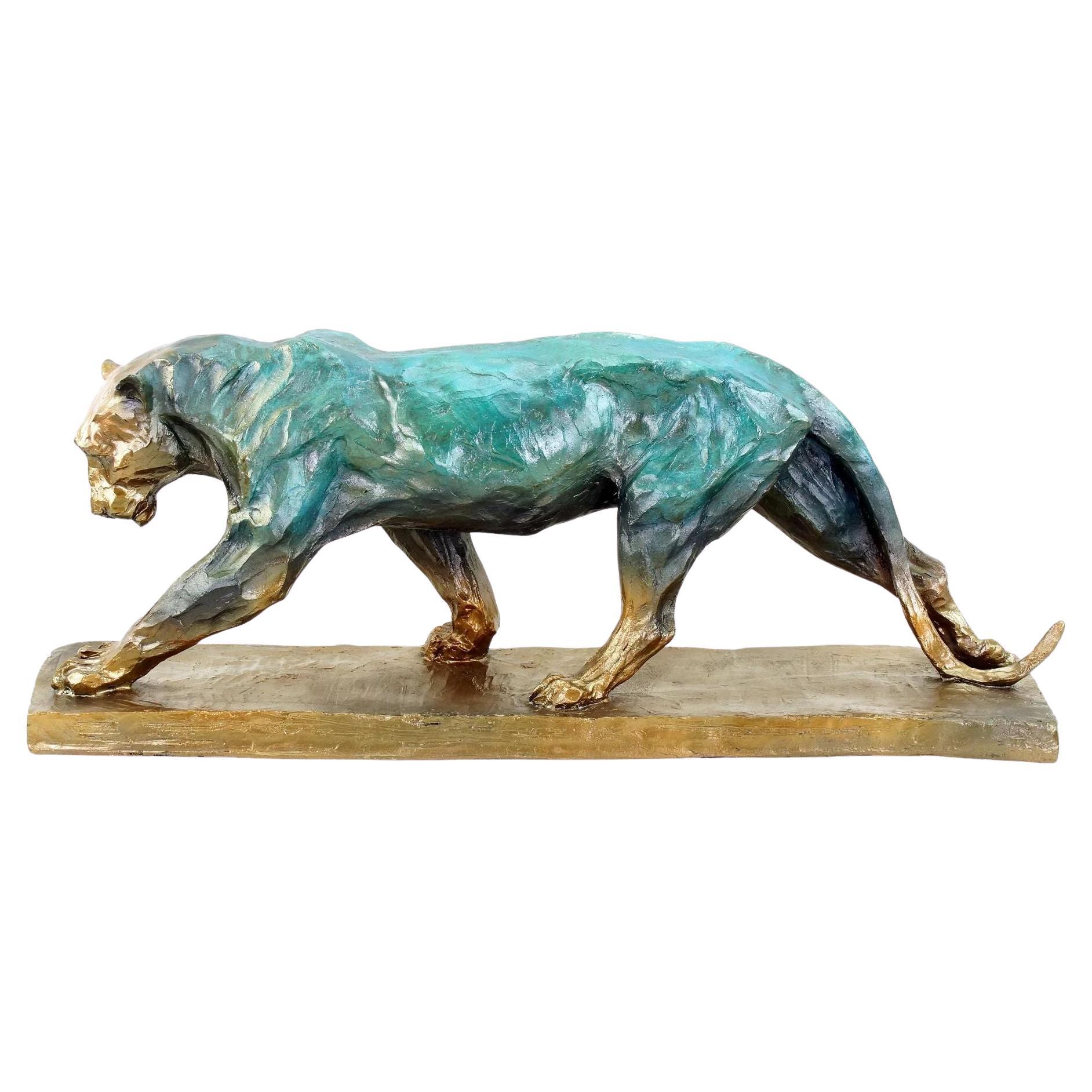 Walking Panther Statue in the style of Rembrandt Bugatti Bronze Sculpture