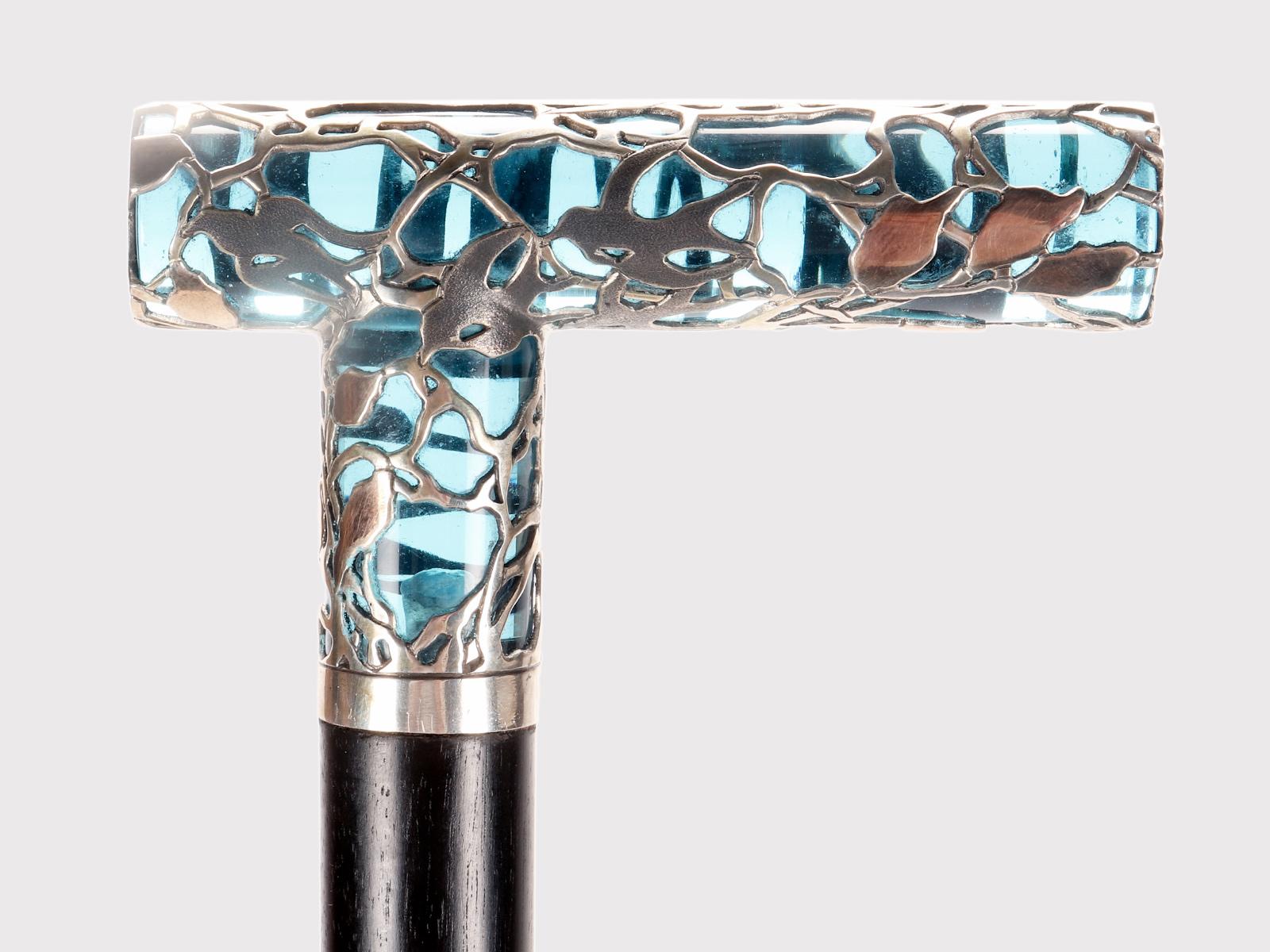Art Nouveau Walking stick, Duilio Cambellotti and Petocchi swallows cane, Rome, Italy 1910. For Sale