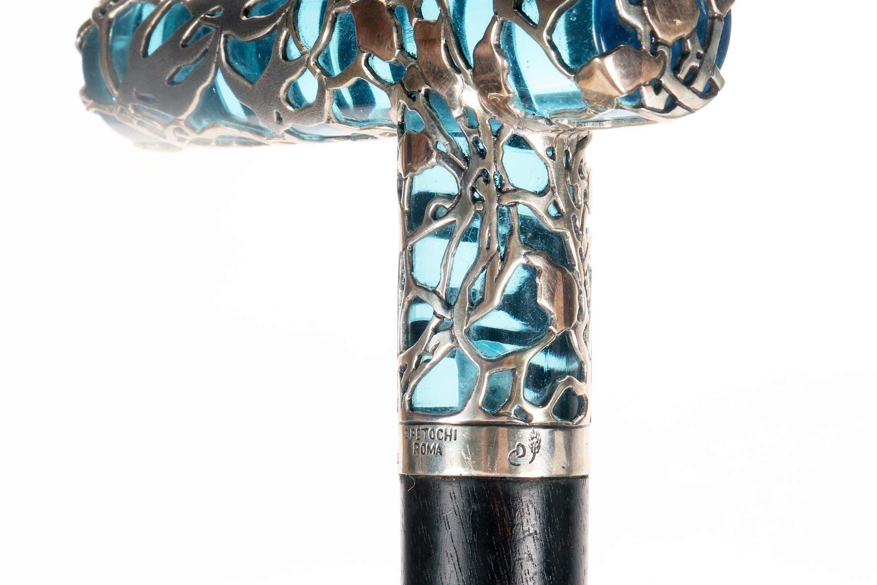 20th Century Walking stick, Duilio Cambellotti and Petocchi swallows cane, Rome, Italy 1910. For Sale