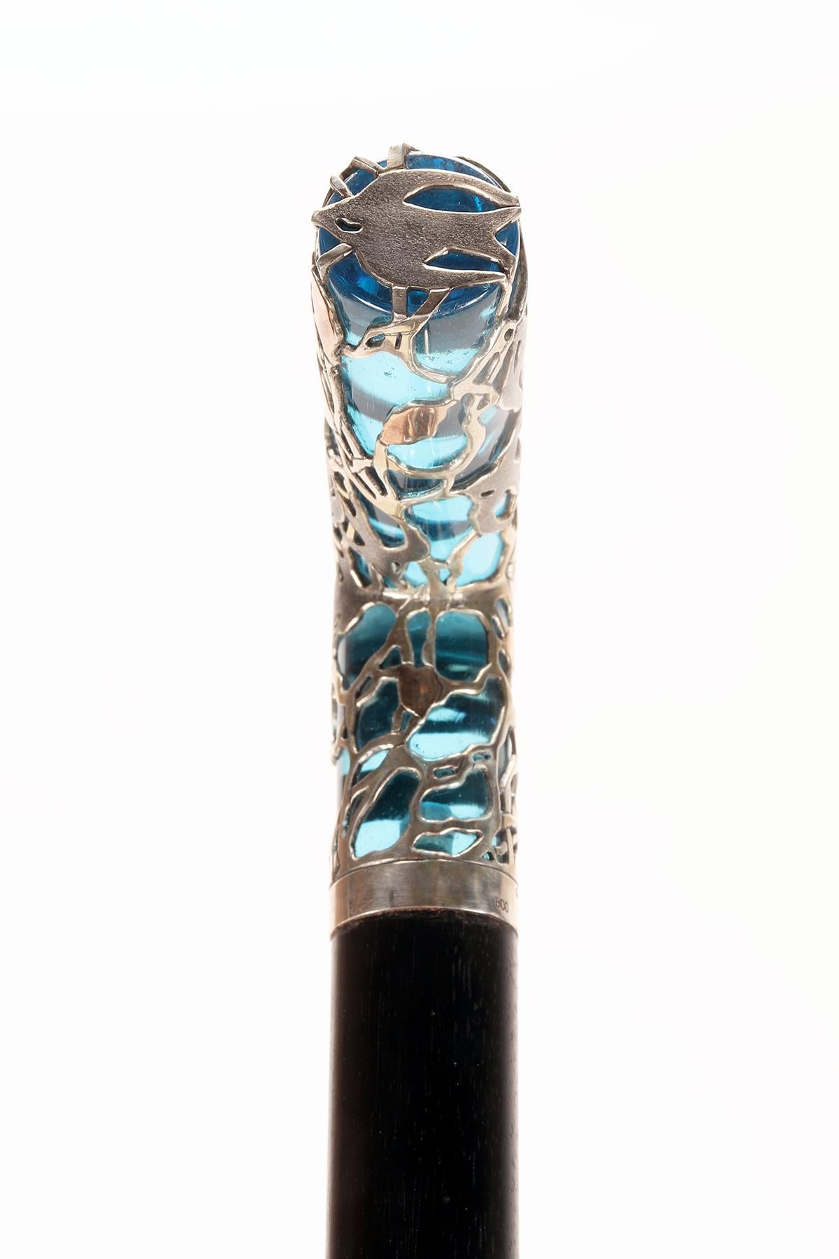 Walking stick, Duilio Cambellotti and Petocchi swallows cane, Rome, Italy 1910. For Sale 2