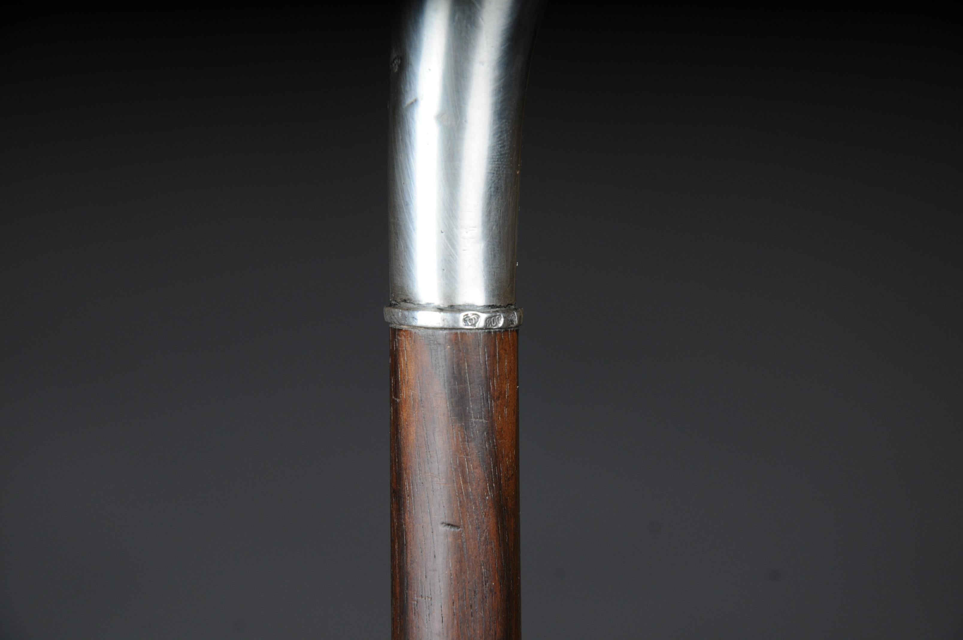 Walking Stick, Germany, Ebonized with a Silver Handle, Around 1910 In Good Condition For Sale In Berlin, DE