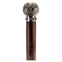 Walking stick, handle depicting an owl’s head, Prague 1900. 