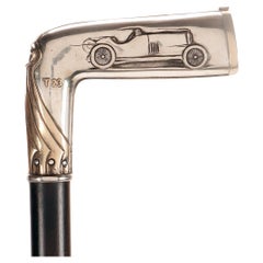 Walking stick, handle with Bugatti T23 racing car. Signed J. Després, Paris 1930