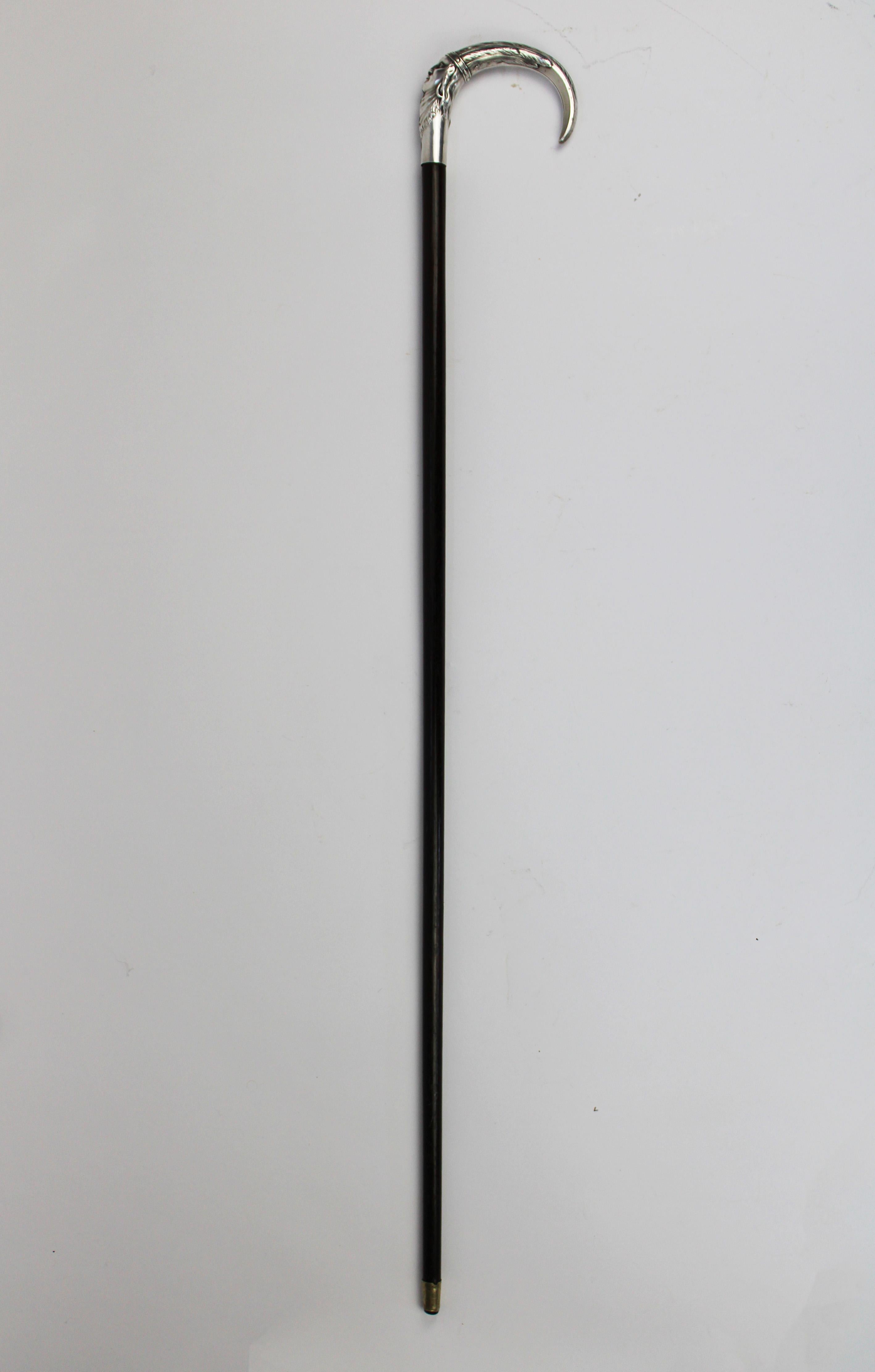 Bastón indio palo de rosa plata Lucien Gaillard Nativo americano 1900 Francia Art Nouveau en venta