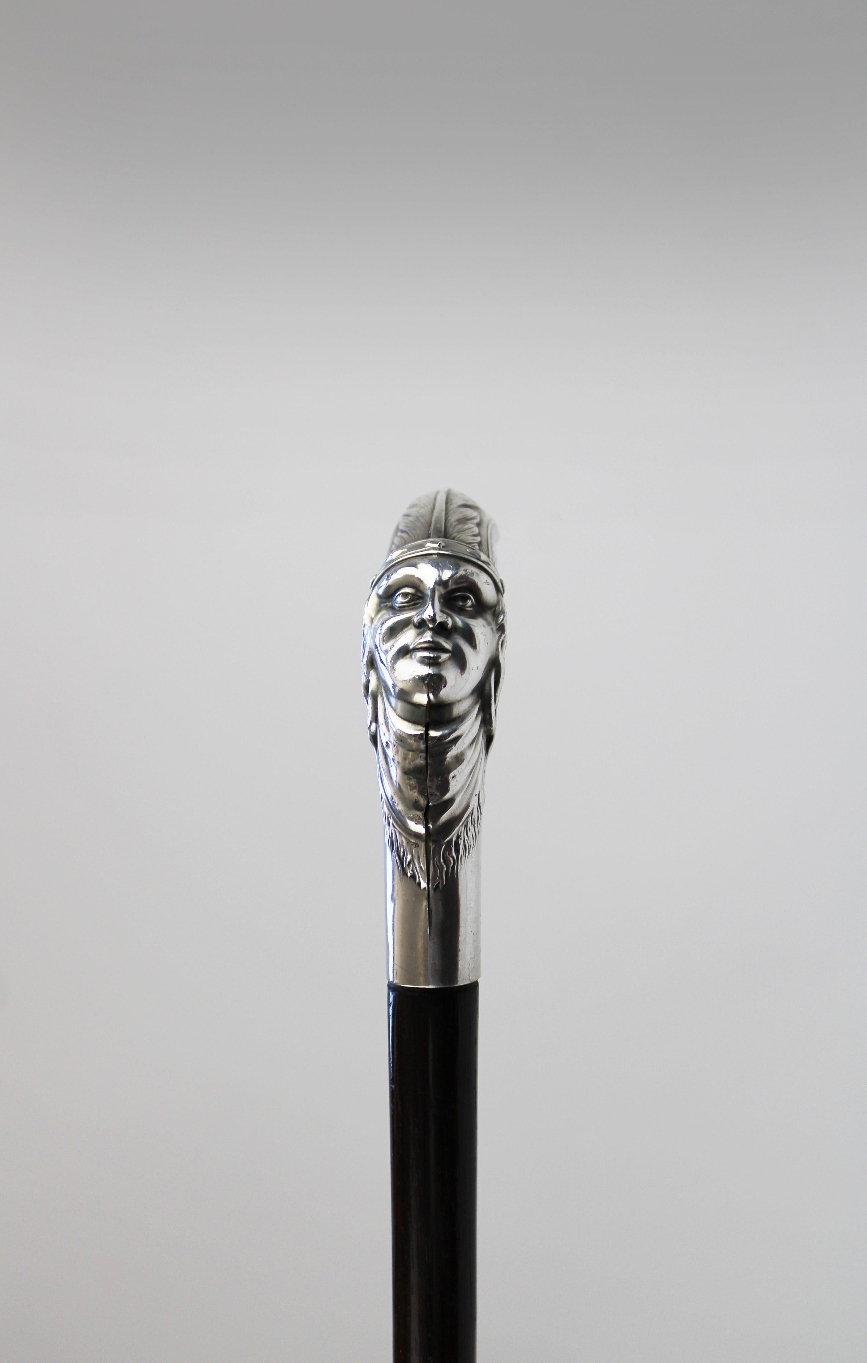 Bastón indio palo de rosa plata Lucien Gaillard Nativo americano 1900 Francia principios del siglo XX en venta