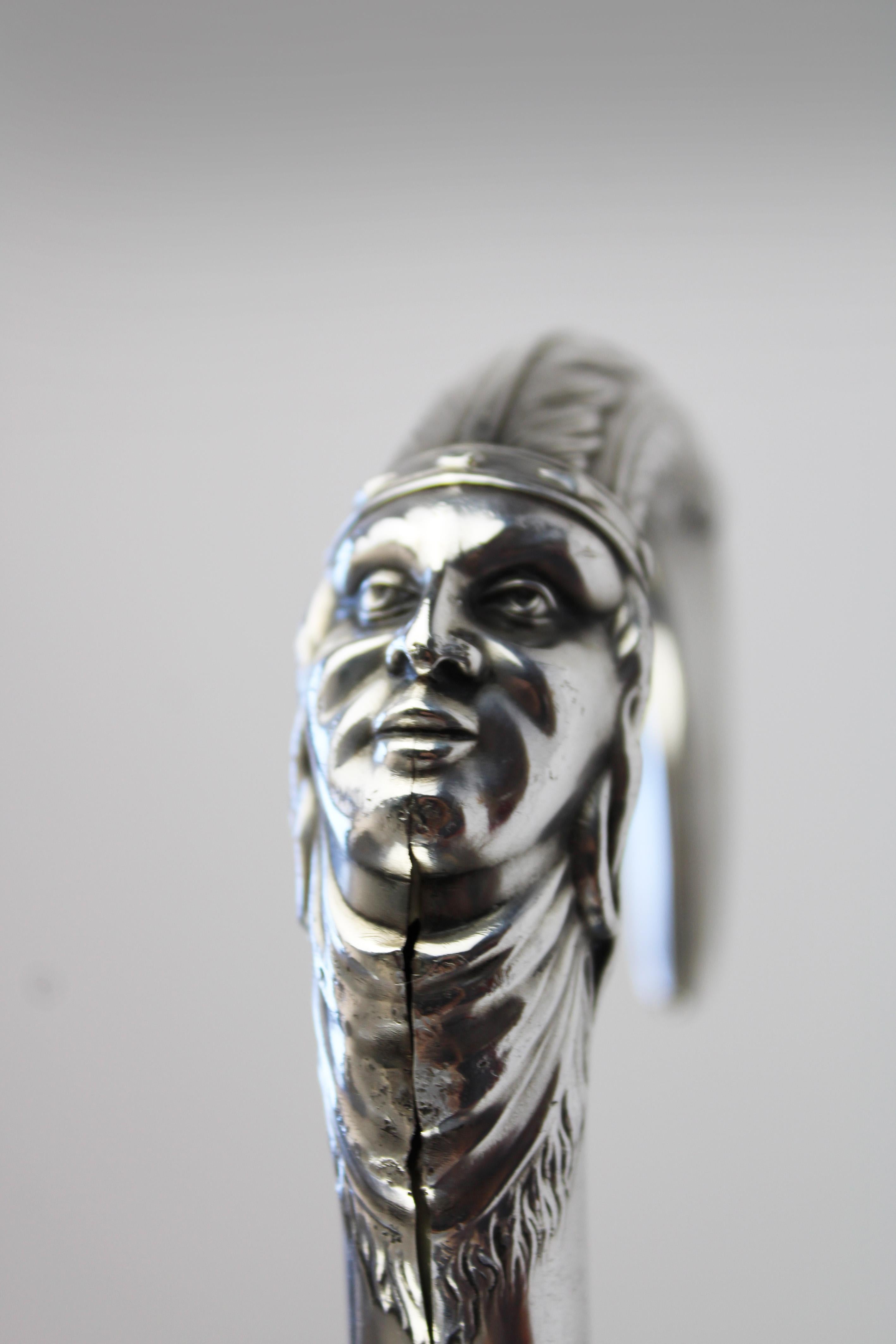 Bastón indio palo de rosa plata Lucien Gaillard Nativo americano 1900 Francia Silver en venta