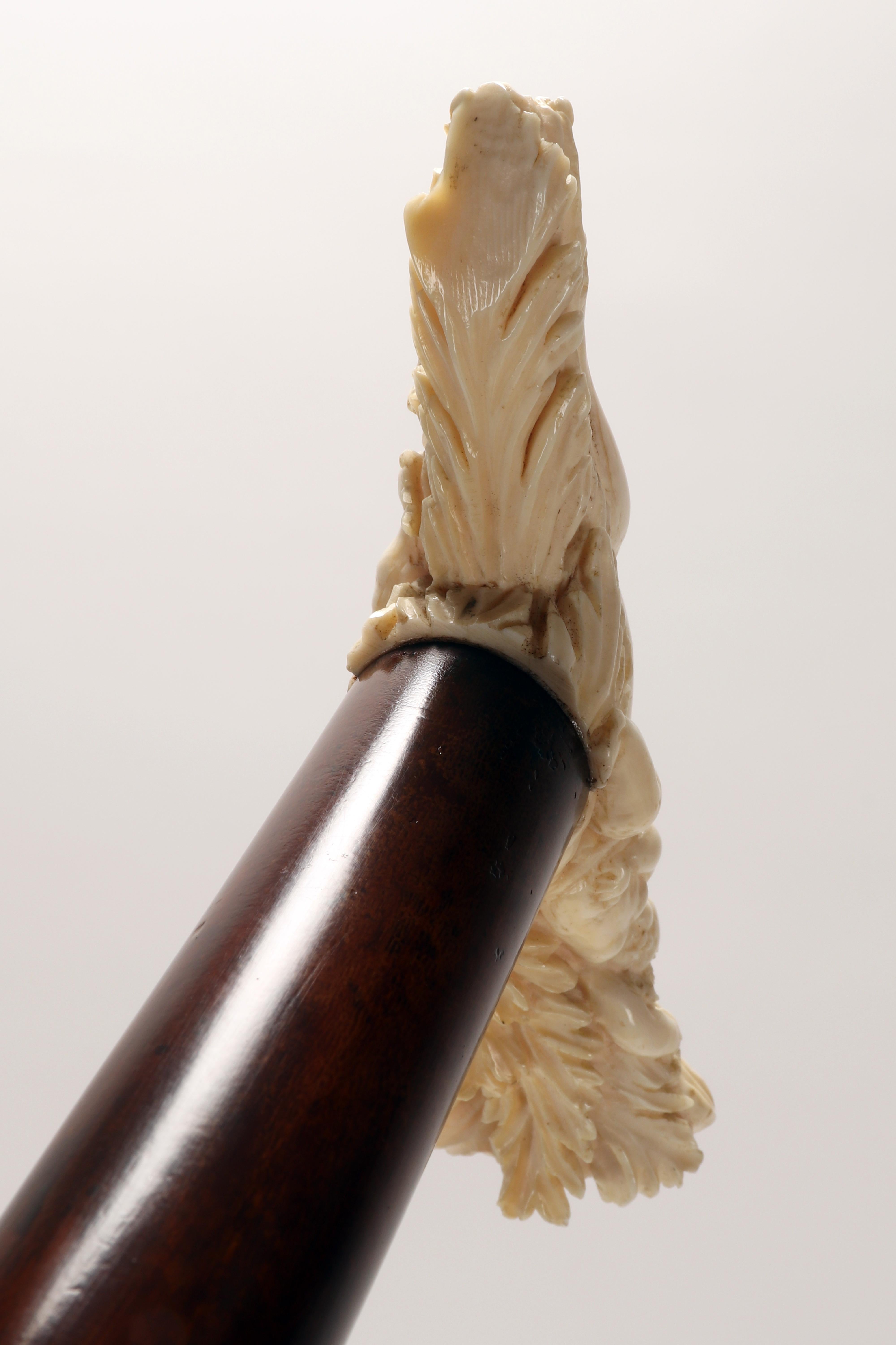 Spazierstock, großer geschnitzter Elfenbeingriff von Opstal, Flandern Mitte des 17. Jahrhunderts. im Angebot 8