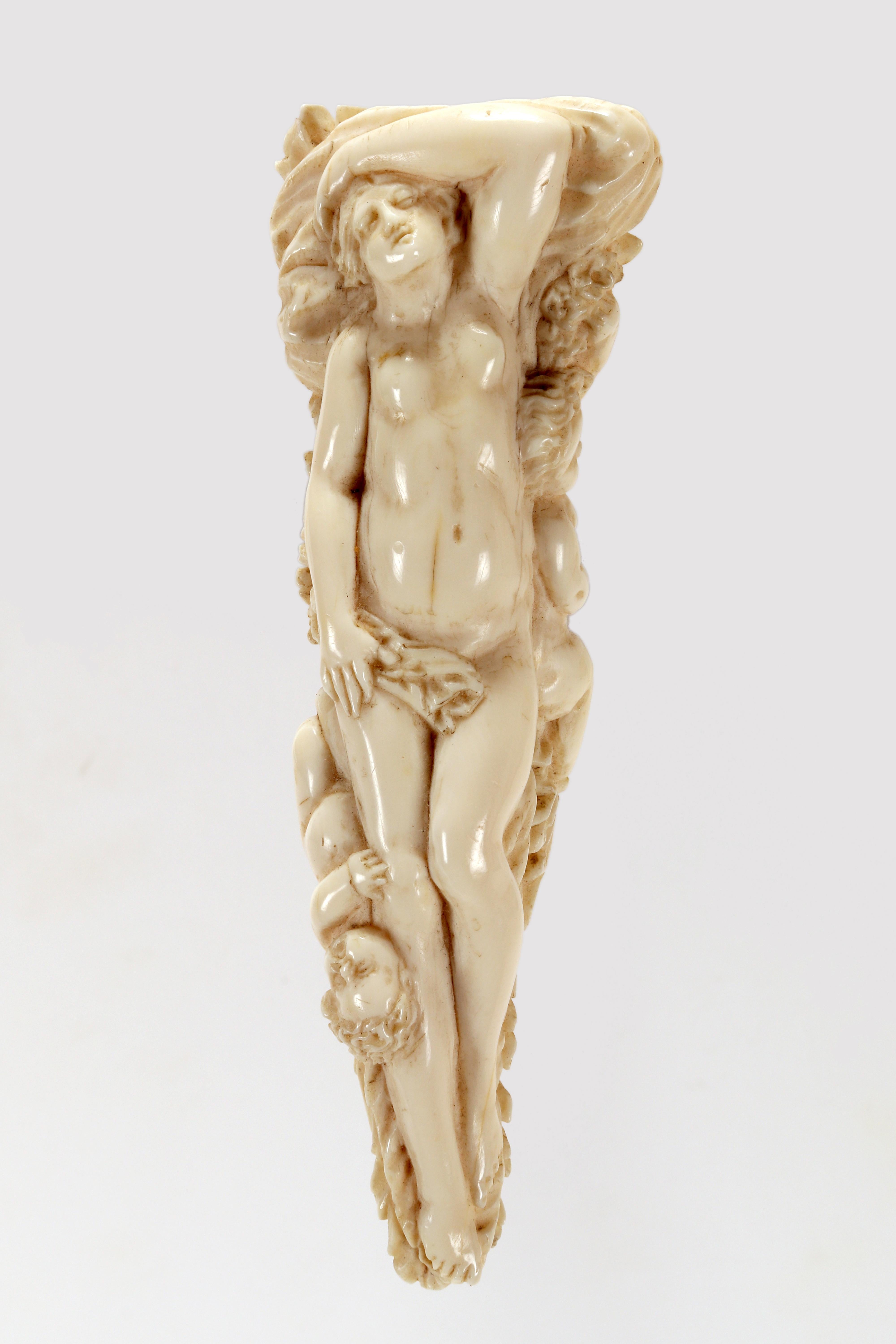 Spazierstock, großer geschnitzter Elfenbeingriff von Opstal, Flandern Mitte des 17. Jahrhunderts. im Angebot 9