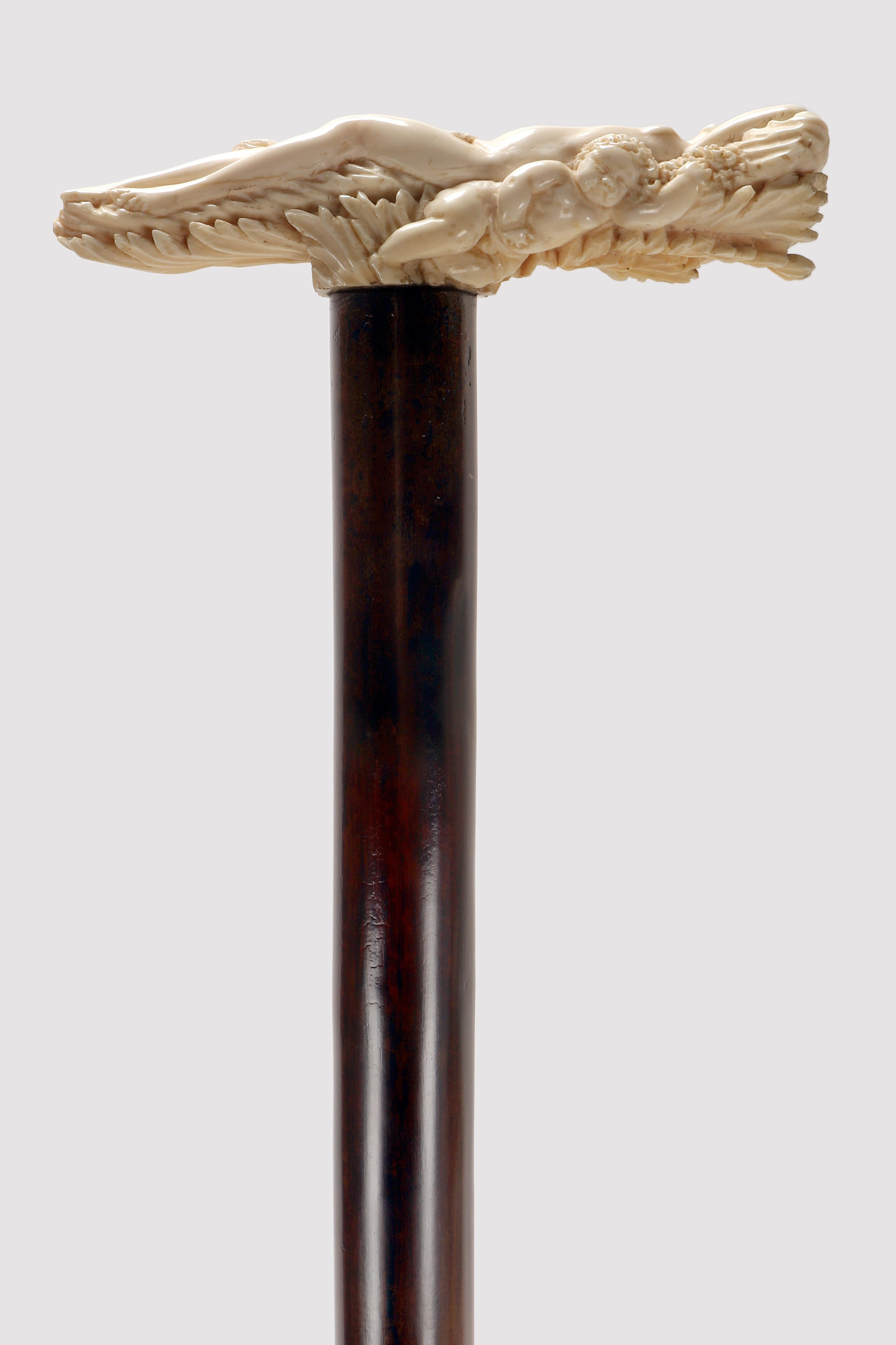 Spazierstock, großer geschnitzter Elfenbeingriff von Opstal, Flandern Mitte des 17. Jahrhunderts. im Angebot 1