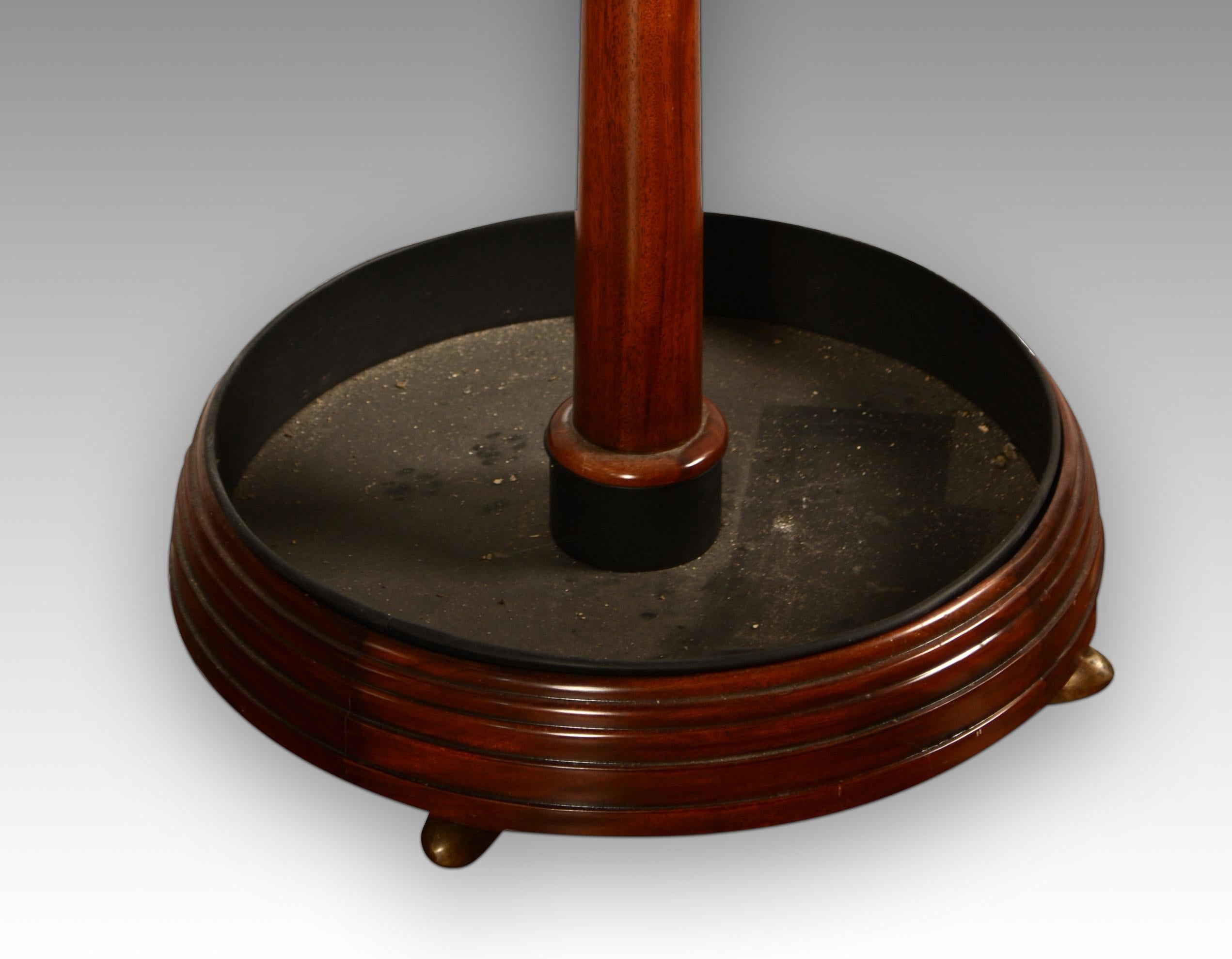 European Walking Stick or Umbrella Stand, Mahogany Wood, Metal, 20th Century