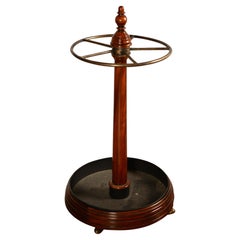 Walking Stick or Umbrella Stand, Mahogany Wood, Metal, 20th Century