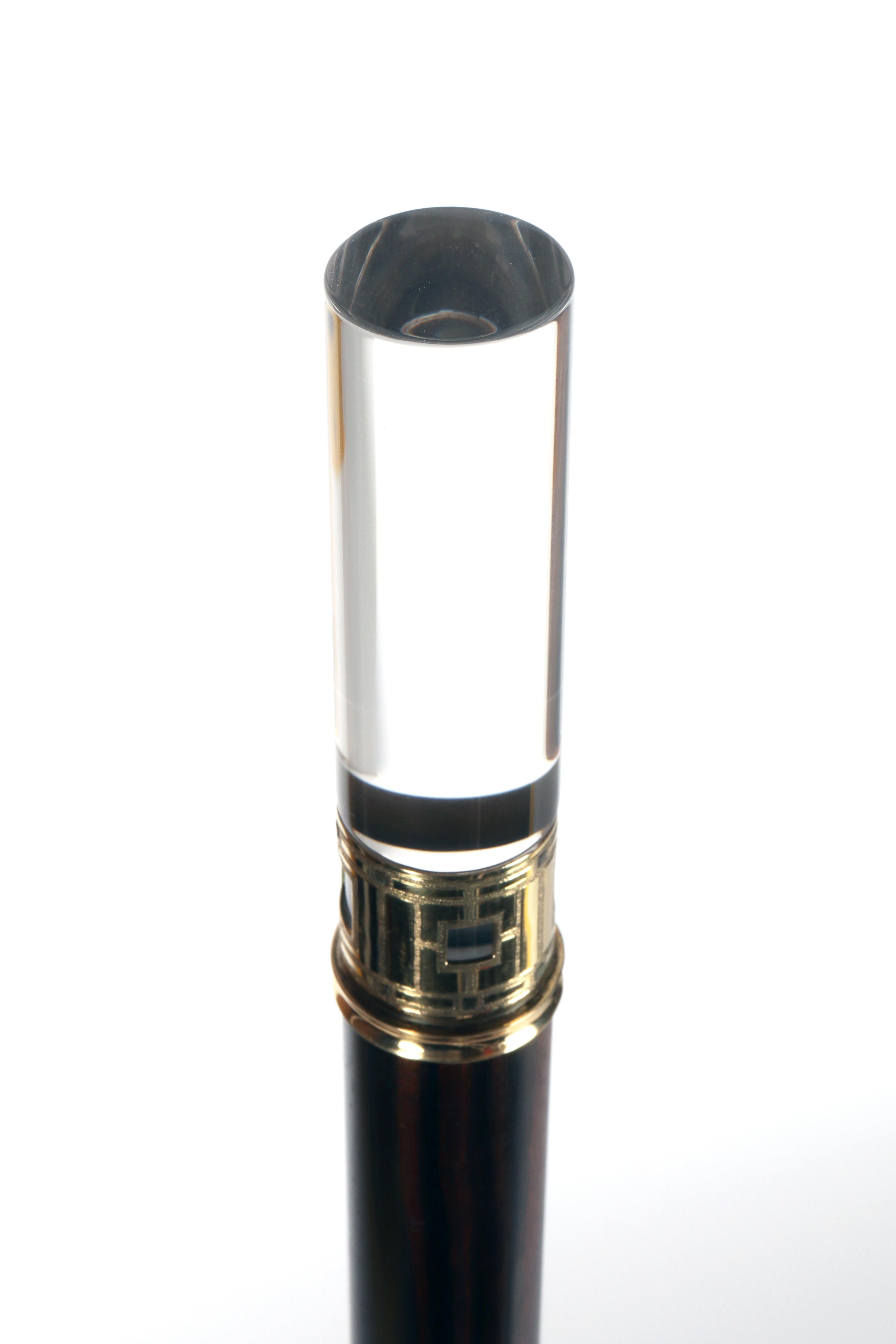 Walking stick, rock crystal and gold handle, by Jean Després, France 1930. For Sale 3