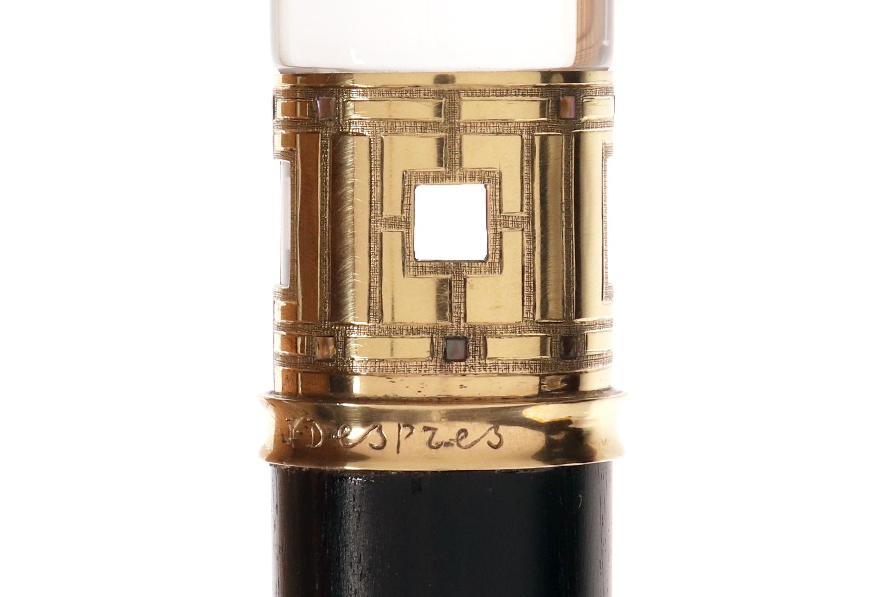 Walking stick, rock crystal and gold handle, by Jean Després, France 1930. For Sale 1