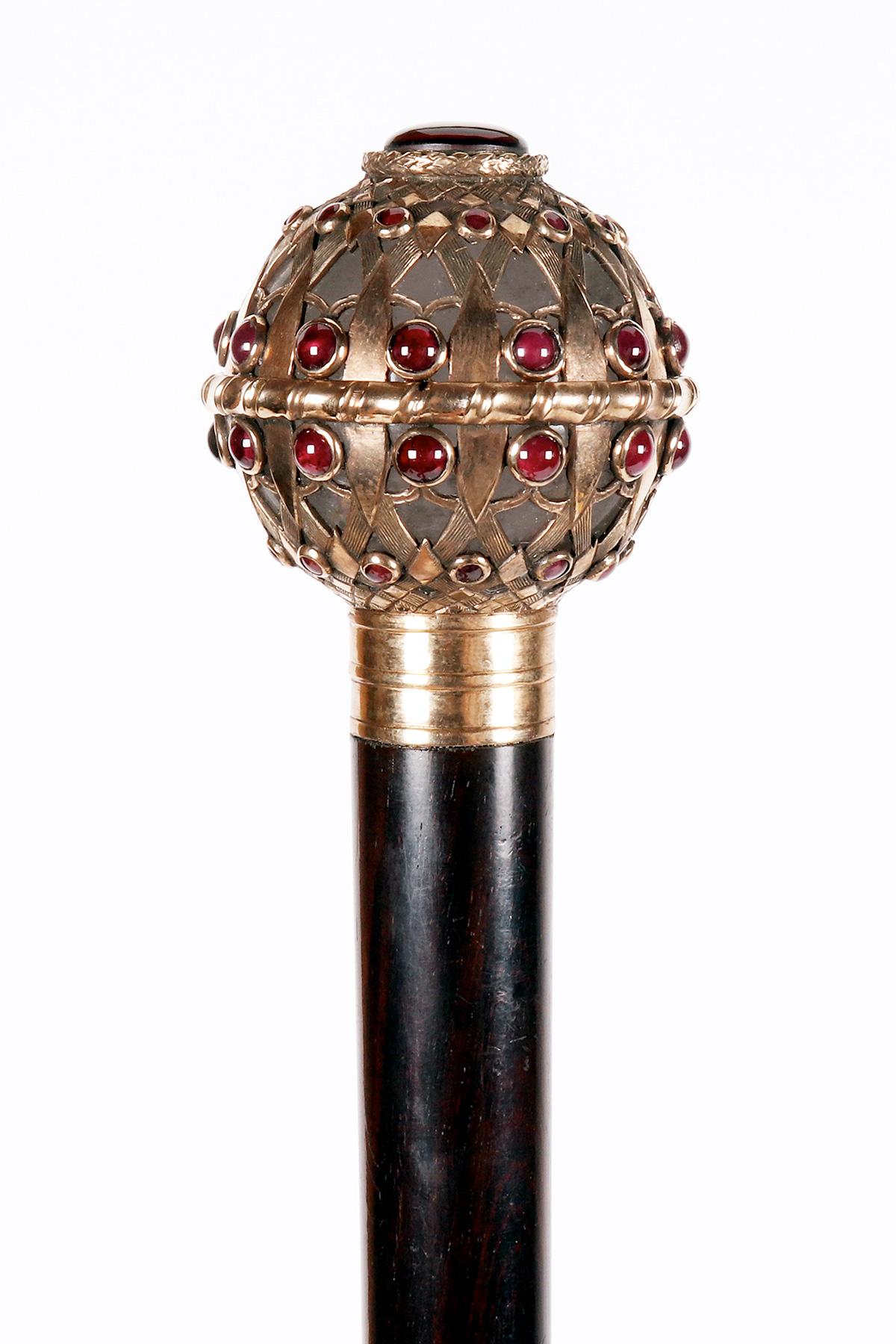 20ième siècle Canne, cristal de roche, par Leopold van Strydonk, Bruxelles, Belgique 1900. en vente
