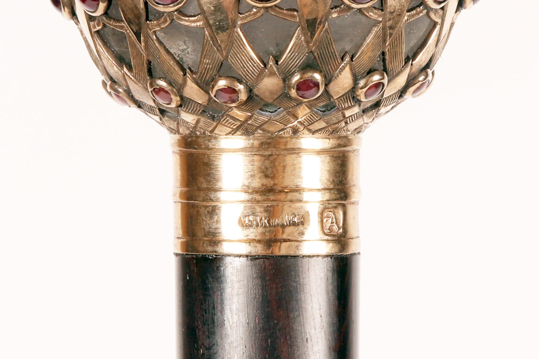 Canne, cristal de roche, par Leopold van Strydonk, Bruxelles, Belgique 1900. en vente 1