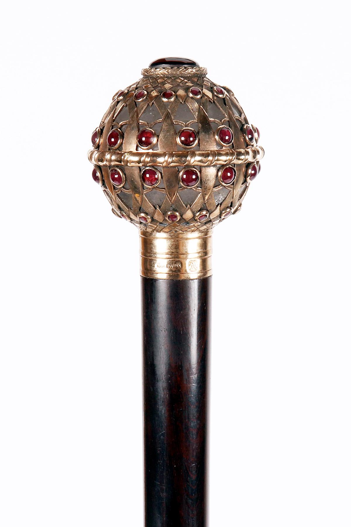 Canne, cristal de roche, par Leopold van Strydonk, Bruxelles, Belgique 1900. en vente 2