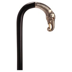 Bastone da passeggio, manico in argento raffigurante una testa di elefante, Germania 1890.