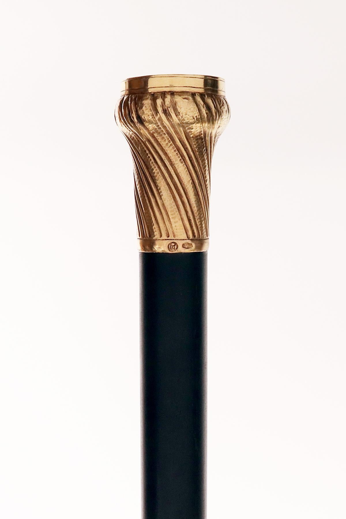 Walking stick, silver knob with intaglio glass, by Anton Pribil, Austria 1900. In Good Condition For Sale In Milan, IT
