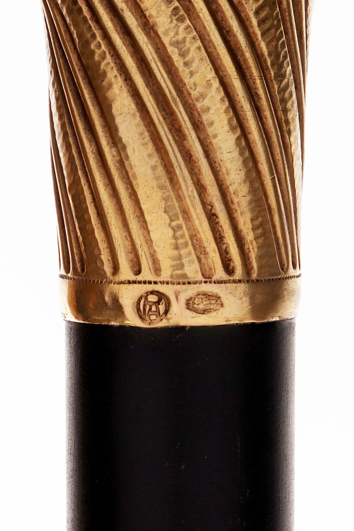 Walking stick, silver knob with intaglio glass, by Anton Pribil, Austria 1900. For Sale 1