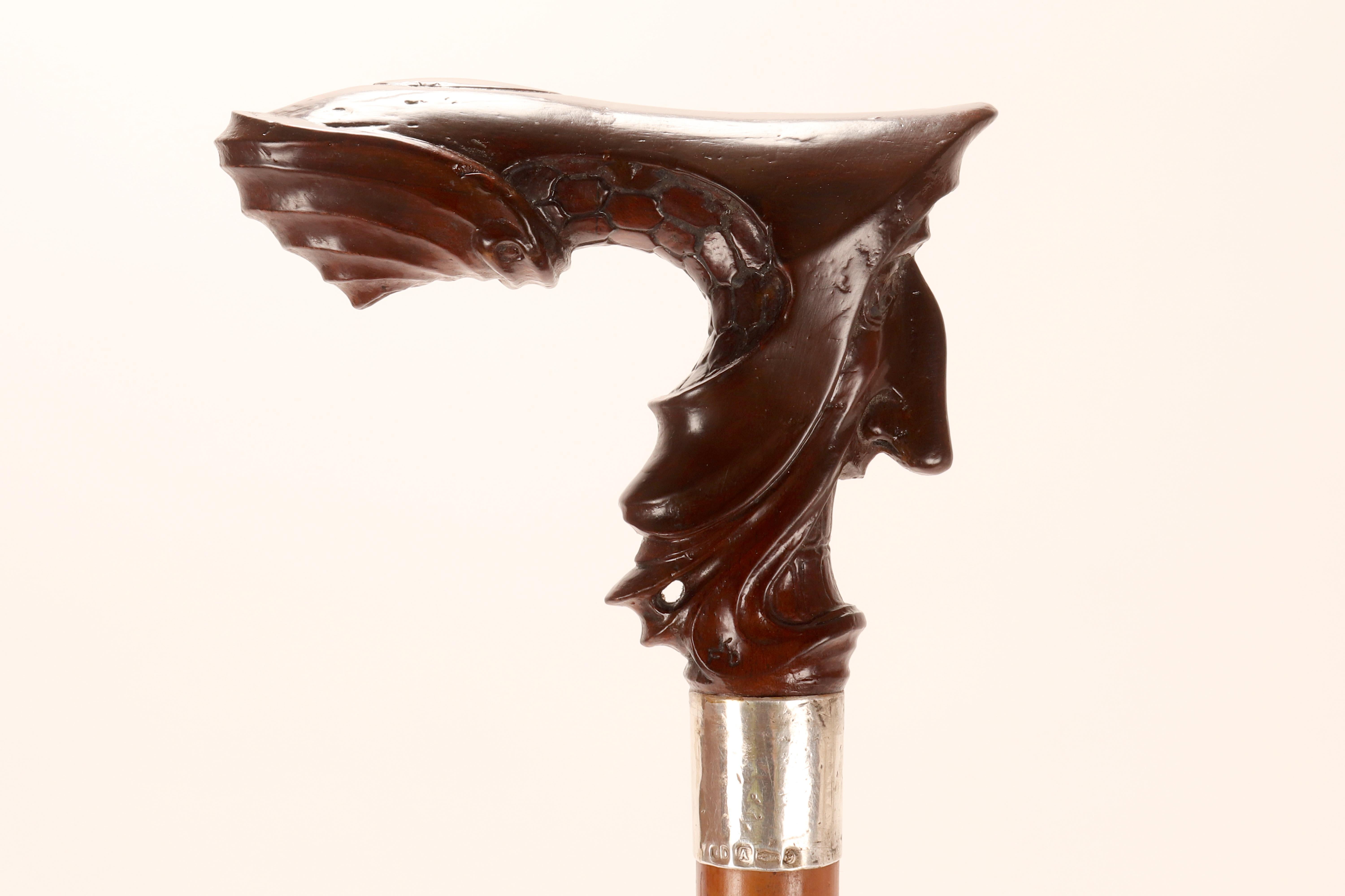 20th Century Walking stick, the caricatured face of a man, by Delavilla, Austria 1915. For Sale