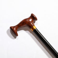 Walking Stick W/ Faux Burled Wood Handle and Black Enameled Body