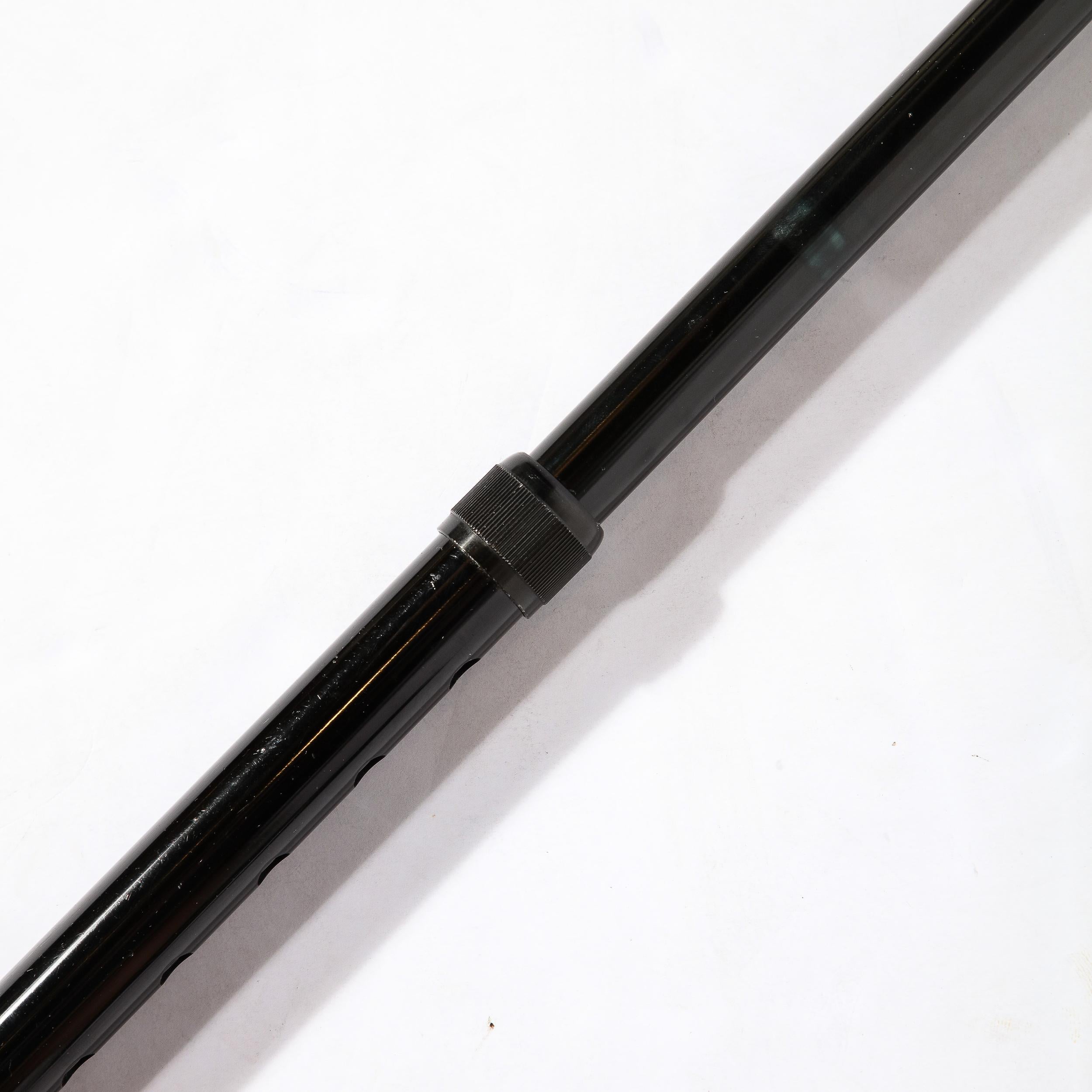American Walking Stick W/ Faux Burled Wood Handle and Black Enameled Body For Sale