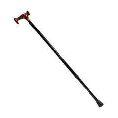 Bâton de marche avec manche en faux Wood Wood et corps émaillé noir 