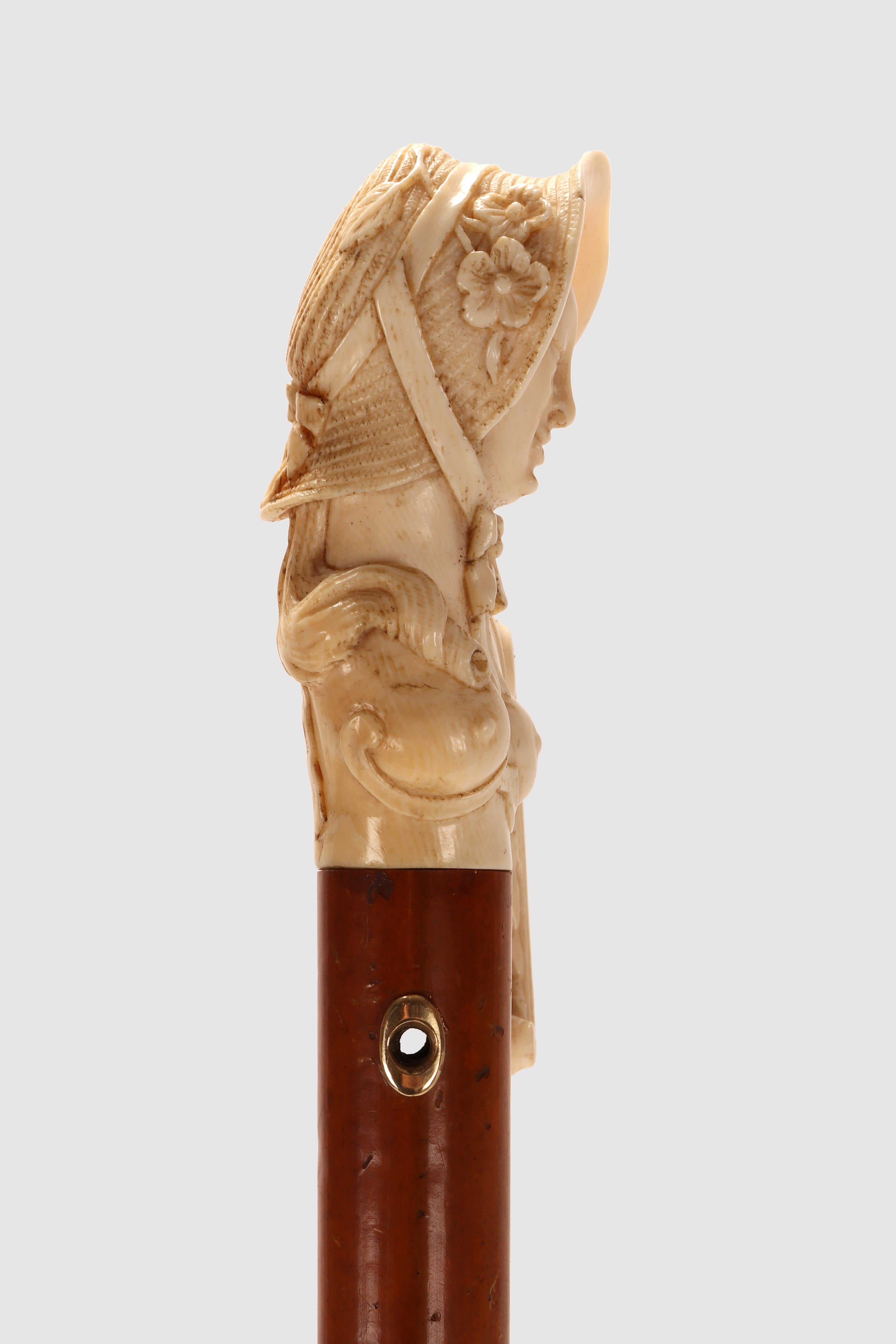 Bastón con marfil tallado que representa un busto femenino Alemania mediados del siglo XVIII Metal en venta