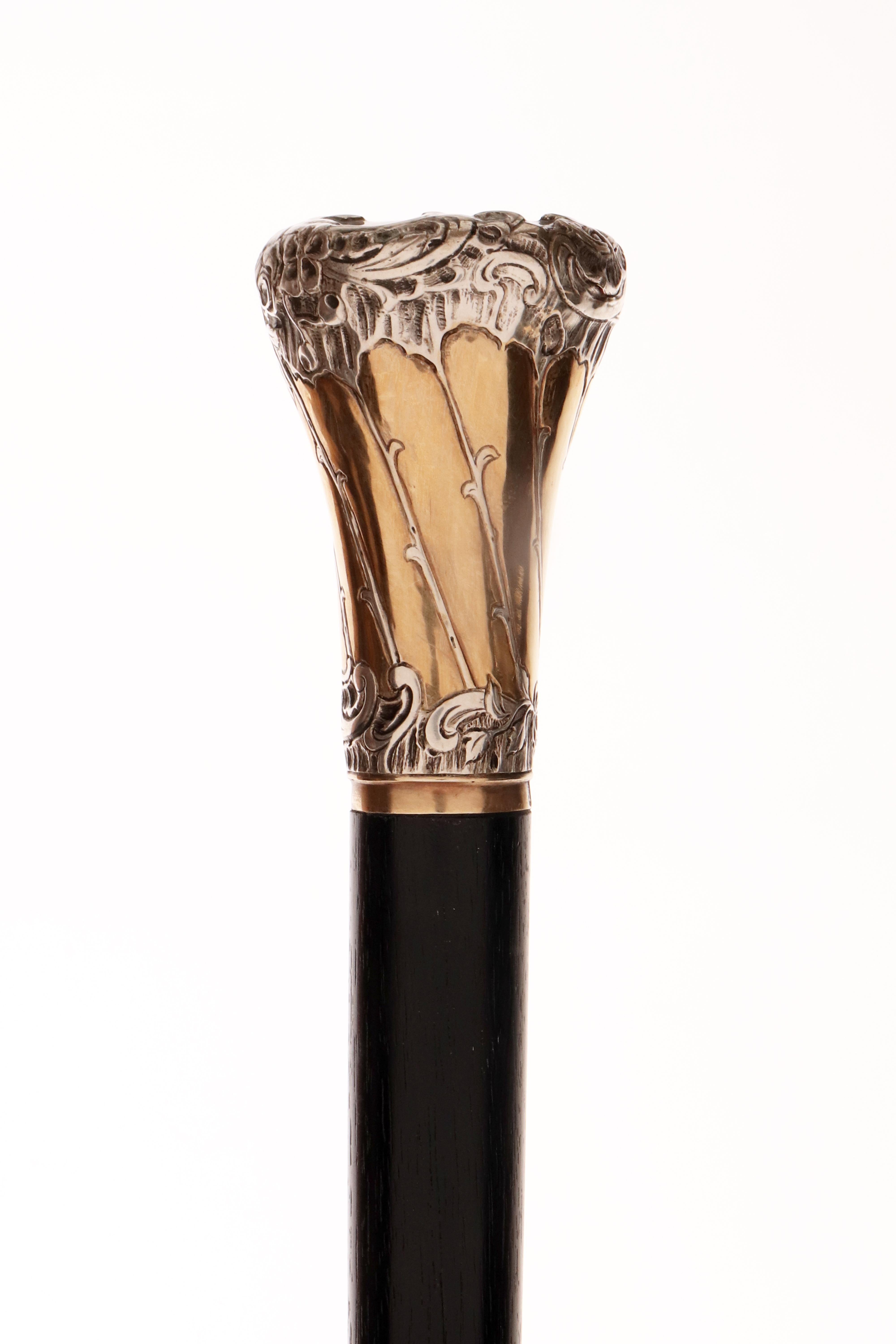 Walking stick, with painted miniature of St. Luke, Giulio Zanetti Italy 1860. In Good Condition For Sale In Milan, IT