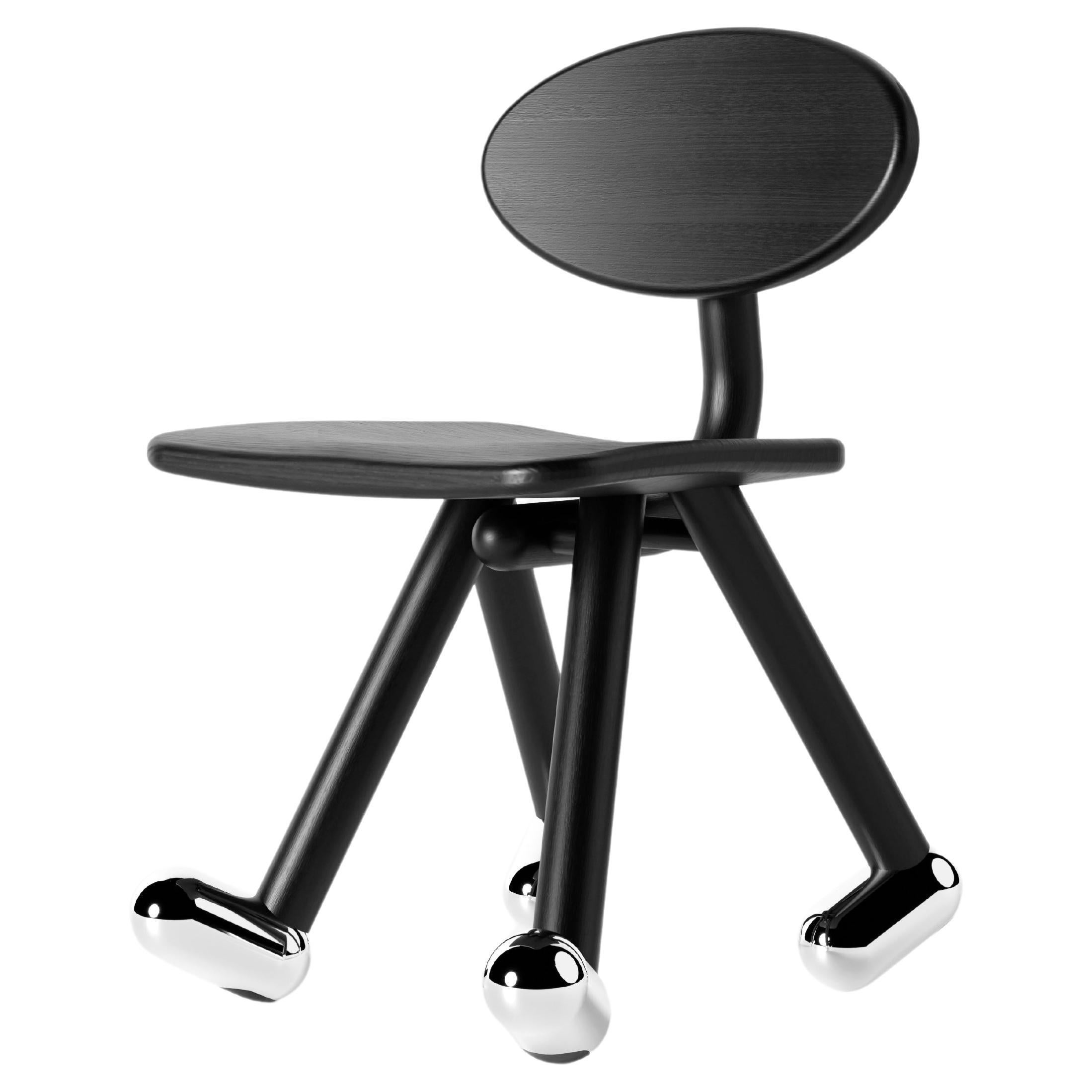 The Walky Chair by Design VA . Ebonized Oak & Aluminum For Sale