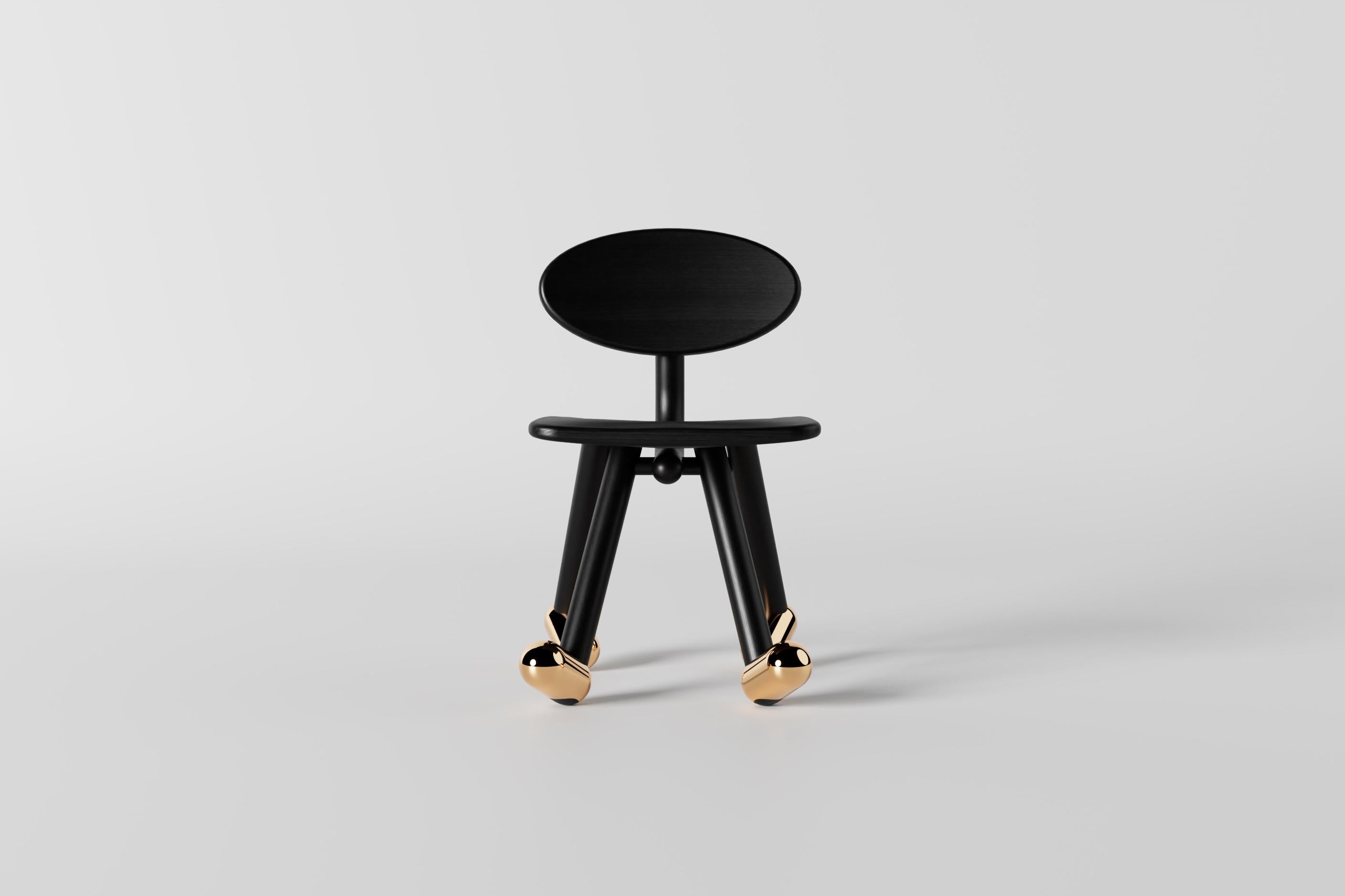 Moderne La chaise Walky de Design VA . Oak Oak et bronze ébonisés en vente