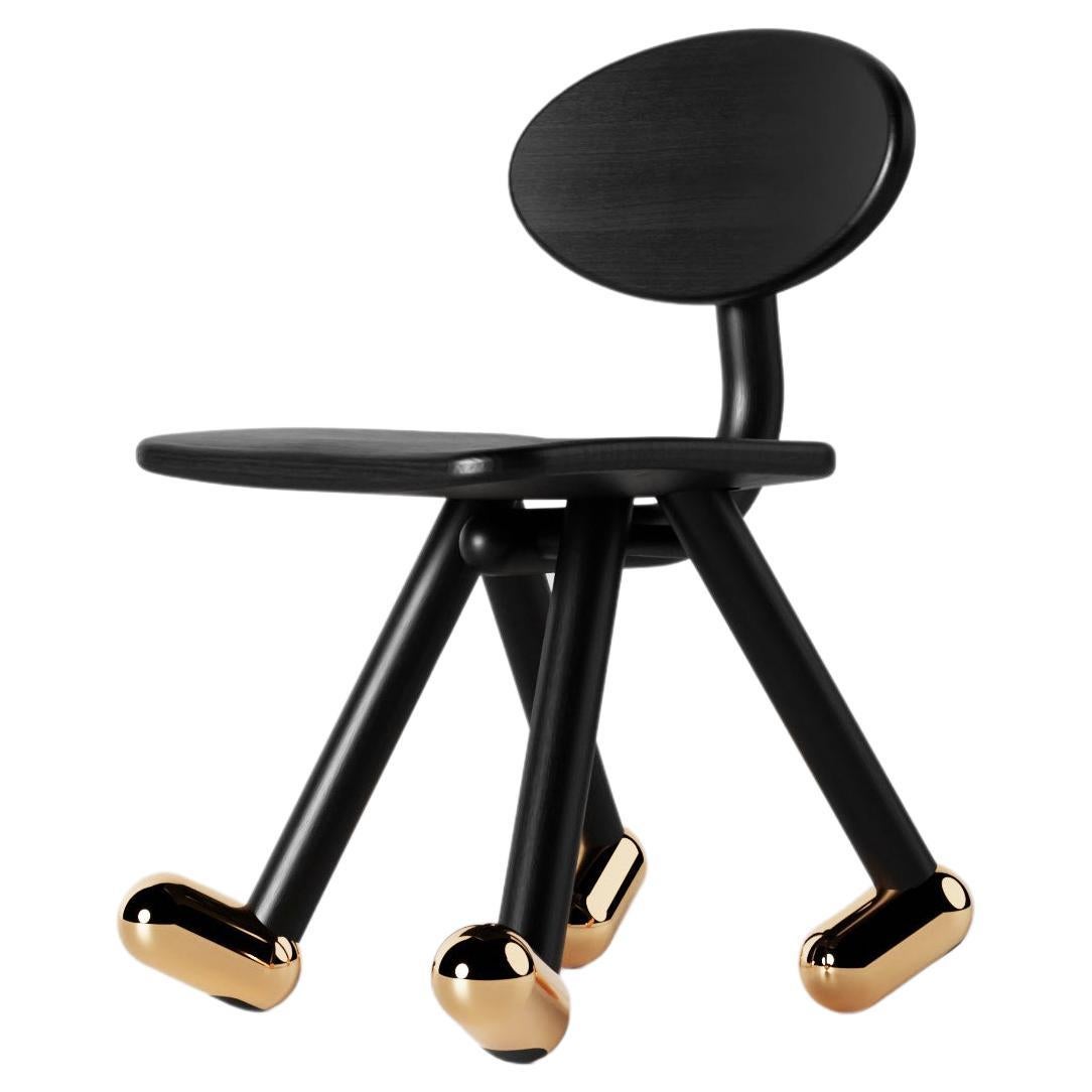 The Walky Chair by Design VA . Ebonized Oak & Bronze For Sale