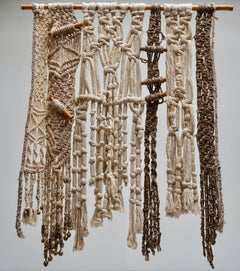 Tapisserie murale d'art en laine, cuivre et bambou