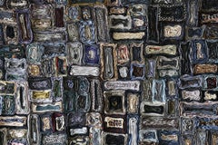 Wall Art, Unique Hand Crafted Neck Tie Tapestry, Dark Moody Blues MCM